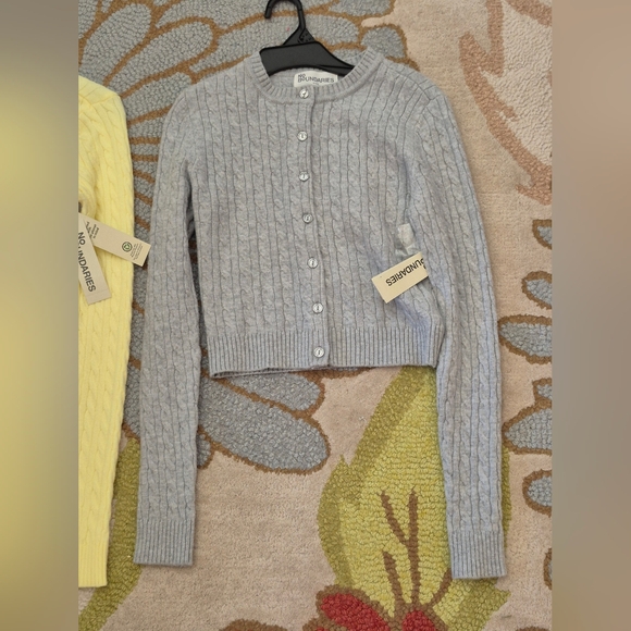 NEW Lot Of 2 No Boundaries Cable Knit Front Button Cardigans, XS Or Small - Picture 5 of 11